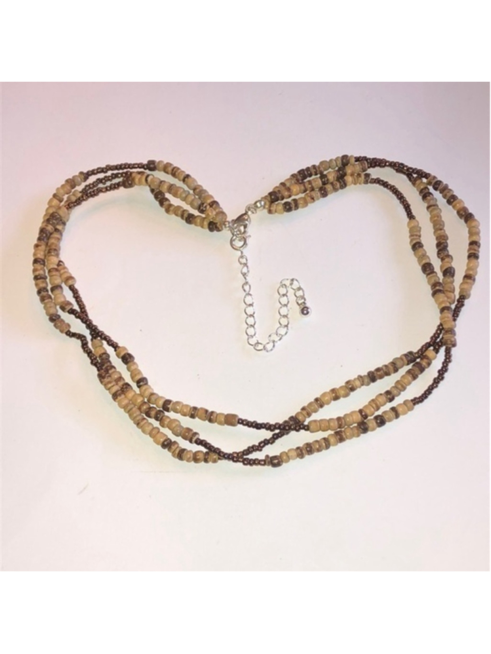 Brown & Tan Beaded Multi Strand Boho Necklace